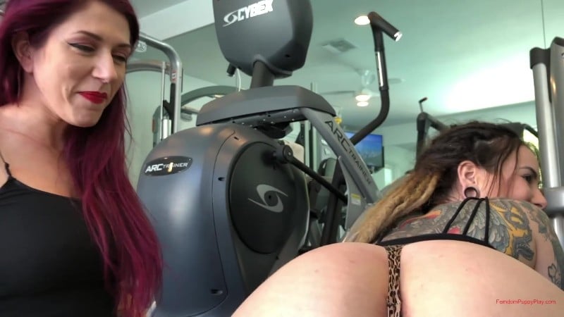 Femdom Puppy Play - Sorceress Morgana and Lady Velvet Bring Boy to the Gym 5