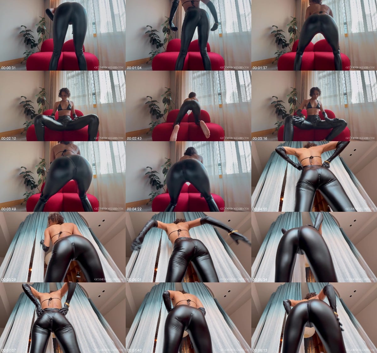 Leather Lust Ebony Femdom Goddess Rosie Reed Leather Leggings Ass Worship Gooner Tease 6