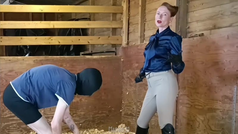 Madam M - Sadistic Stables Sack Smashing extreme ballbusting and cropping punishment 1