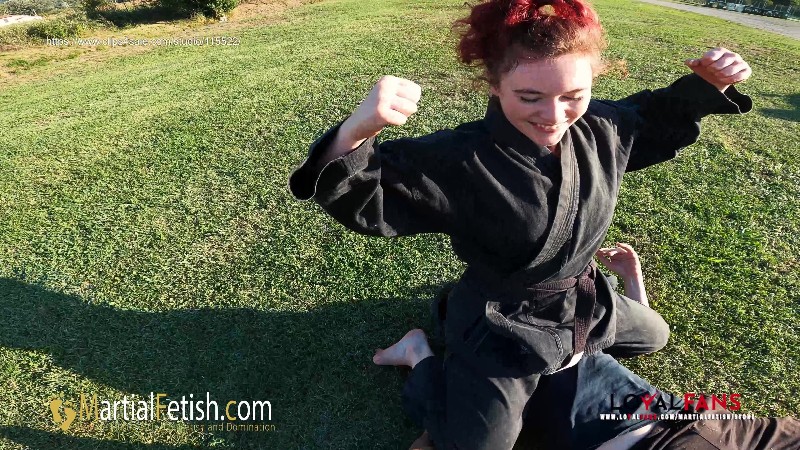 Martial Fetish - Alexis Luna outdoor black gi mixed wrestling domination 4