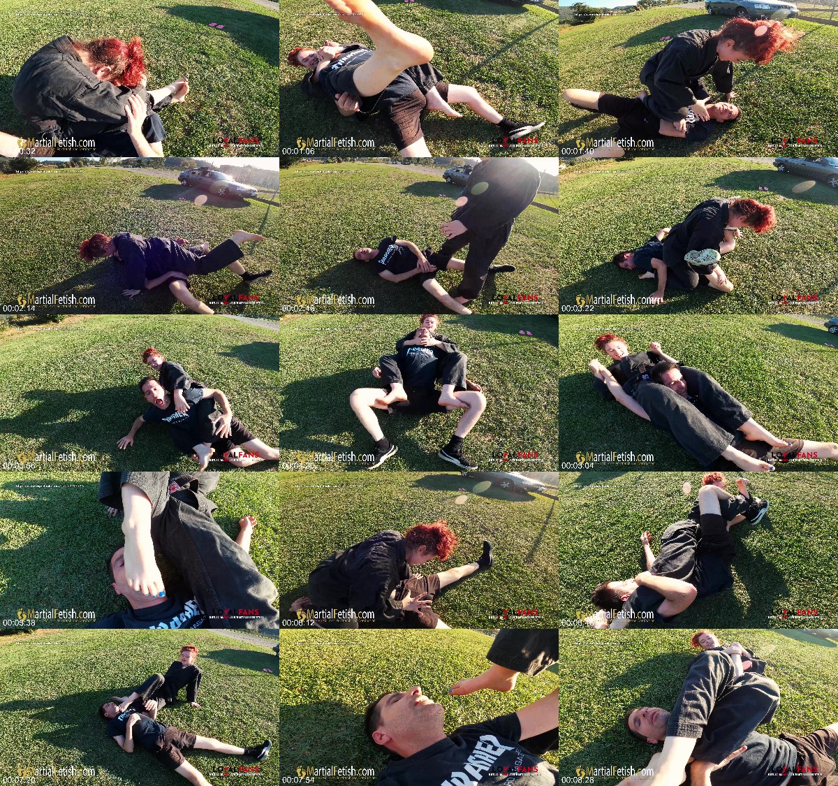 Martial Fetish - Alexis Luna outdoor black gi mixed wrestling domination 6