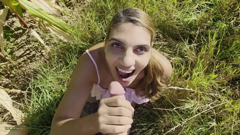 Mila-Hase - Sonnenblumen und FICKEN - Geiles Blasen im Maisfeld - Ich melke den Bauern richtig ab 4