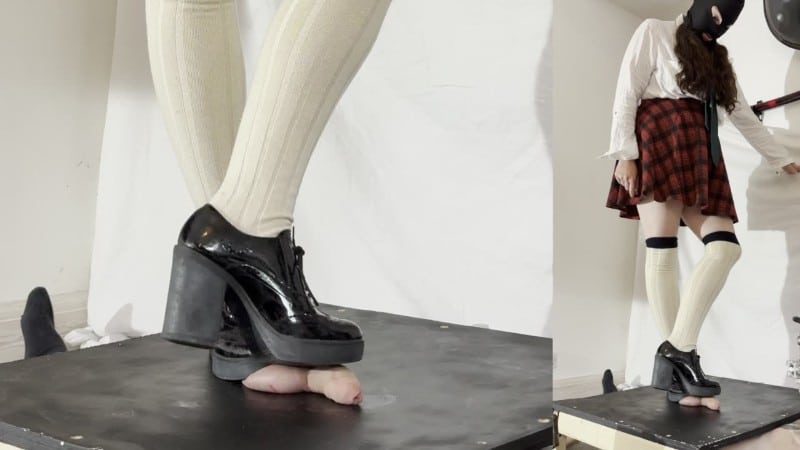 Mistress Dolores Slave - Demented Schoolgirl Crushing Stomping Shoejob in my and Chunky Patent Brogues 3