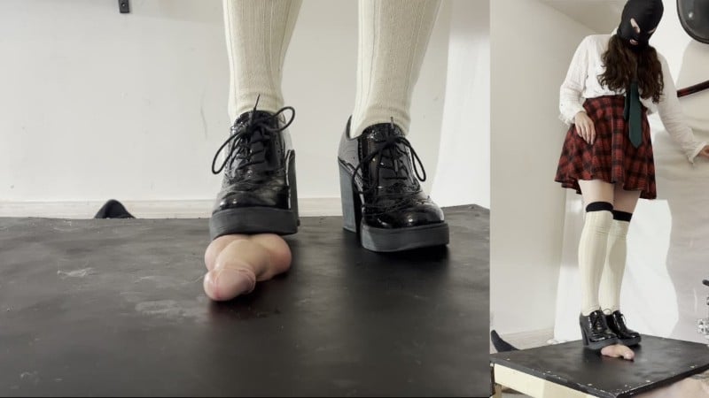 Mistress Dolores Slave - Demented Schoolgirl Crushing Stomping Shoejob in my and Chunky Patent Brogues 4