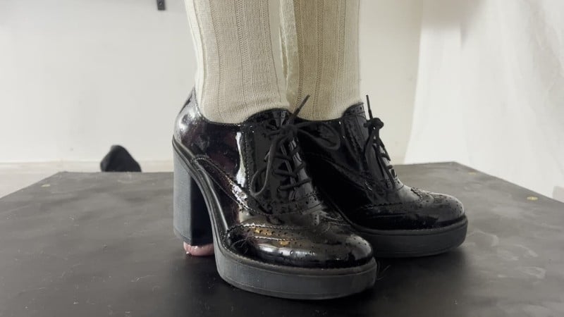 Mistress Dolores Slave - Demented Schoolgirl Crushing Stomping Shoejob in my and Chunky Patent Brogues 5