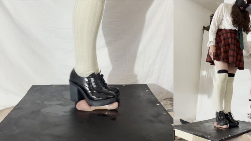 Mistress Dolores Slave - Demented Schoolgirl Crushing Stomping Shoejob in my and Chunky Patent Brogues 2