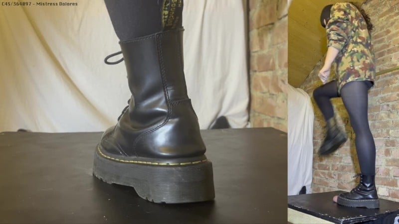 Mistress Dolores Slave - Sgt Dolores BOOT CAMP - Hard Trampling Bootjob in Platform Dr Martens 4