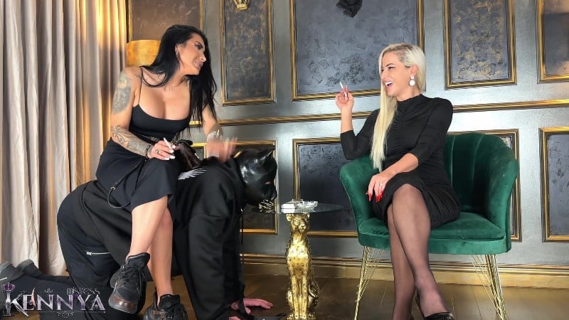 Mistress Kennya and my friend Ema Devine - Having a smoke with Miss Ema Devine on my human chair 3