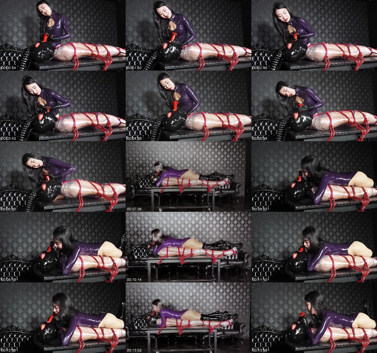 Mistress Ruiko - Restrained With Rope And Mummification Sub Deep Throat With Dildo And Rubber Glove 6