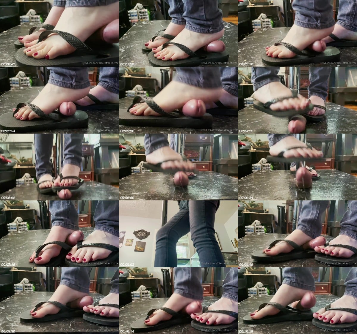 Pleasetreadonme - POVS I crush his HARD cock between my FLIP FLOPS until he EXPLODES on my toes 6