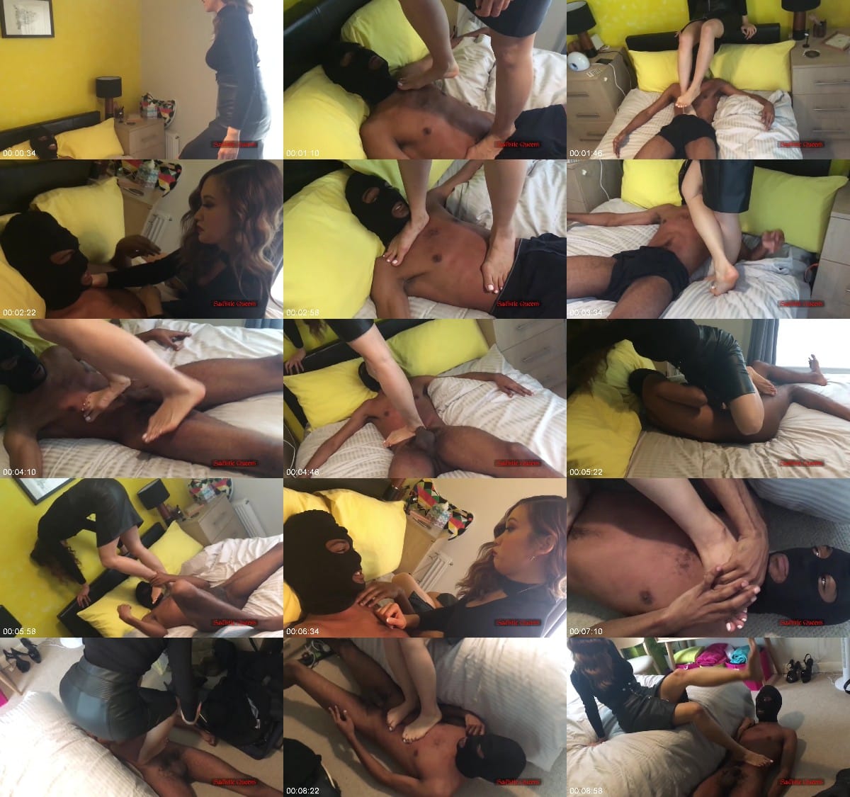 Sadistic Queens - Squishysax - Domina Emilia - Brutal Barefoot Bed Trampling 6