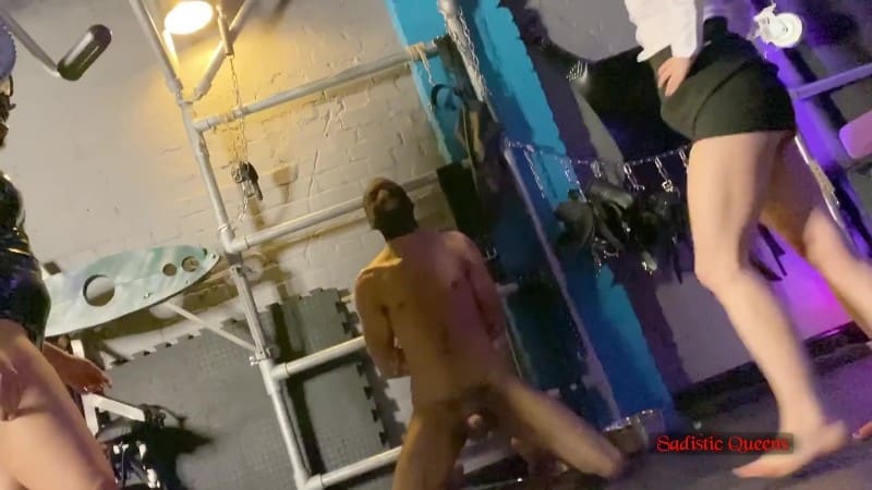 Sadistic Queens - Squishysax - Miss Rose Heels and Kali Kuntass - Masked Ballbusting 5