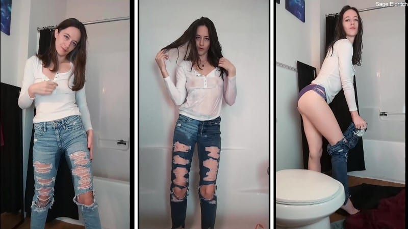 Sage Eldritch - Fully Clothed Wetting Jeans Pee Shower Wetting and Strip 4