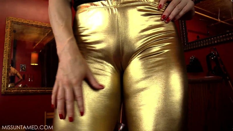 Shiny Gold Legging Tease 5