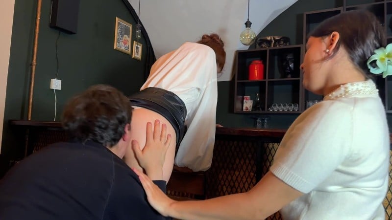 Ticklzone - Office Girls Sit On The Bartenders Face A Fantasy Of Double Ass Worship 2