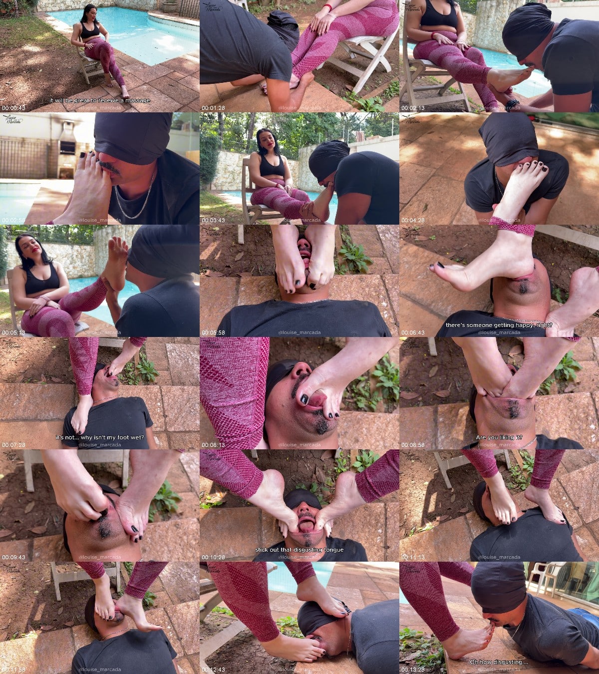 Louise By The Pool Foot Worship Deep Challenge With Luno Femdom Foot Worship Foot Gagging Sole Licking Saliva Extraction 6