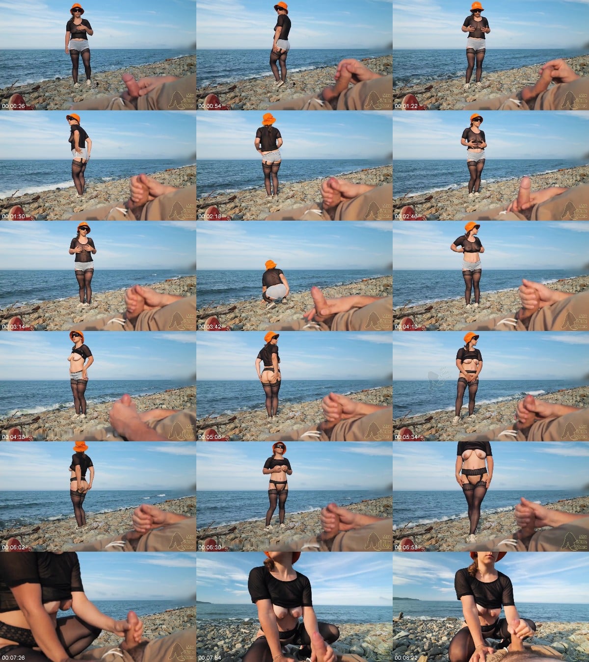 MrsLittleWhore - 505 Exhibitionistische Fremde verfuhren sich gegenseitig am Strand Strumpfe und große Titten 6