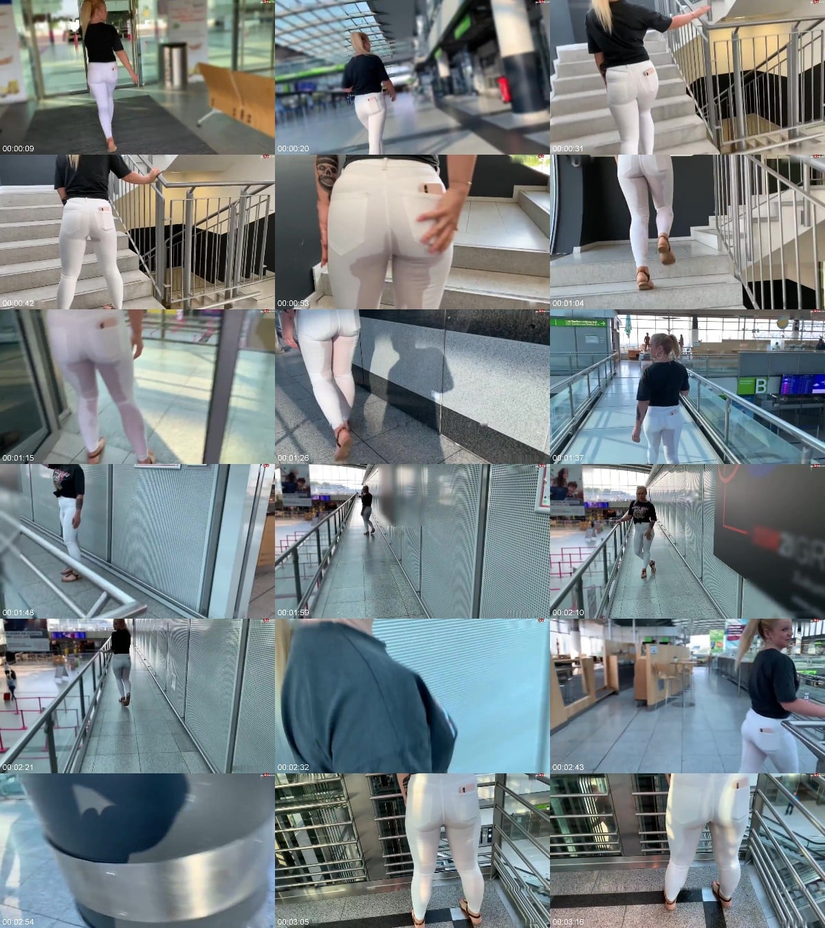 SteffiBlond - Vor Abflug am Flughafen öffentlich in die weiße Jeans genässt das tropft den ganzen Aufzug runter 6