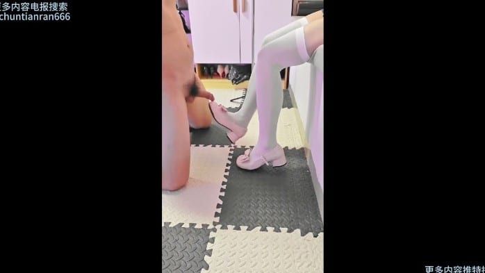 A Woman Wearing Black Doc Martens Boots Performs Shoejob On Her Sex Slave. 26