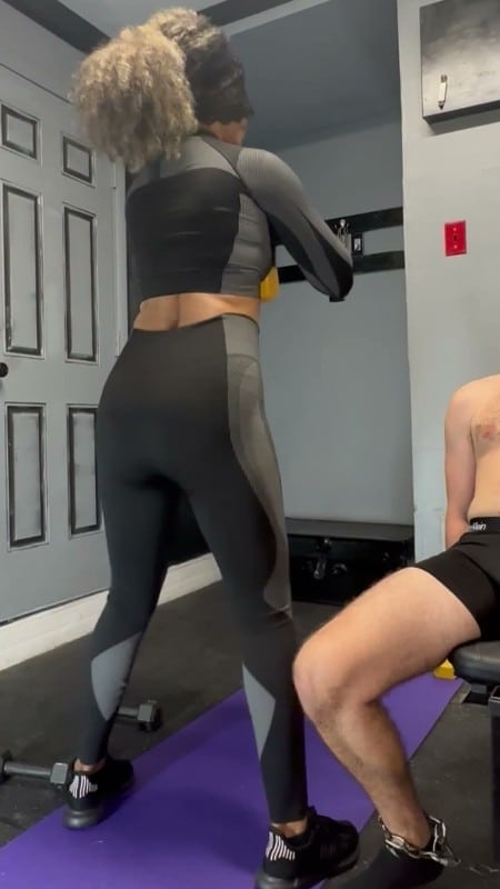 Ballbusting Bianca - Dominabianca - Ballbubsting Workout Betas Nuts Take A Beating Stomping Kicks Slaps Punches And Even A Dumbbell 4