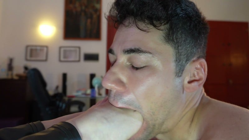 Miss Dula - Lick our feet resting on the human footrest 4