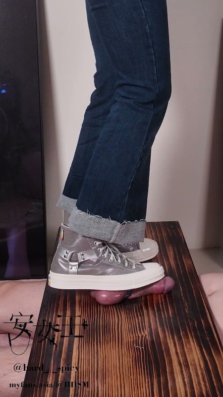 Mistress Ann - Squatting Down On Your Balls With Converse 5