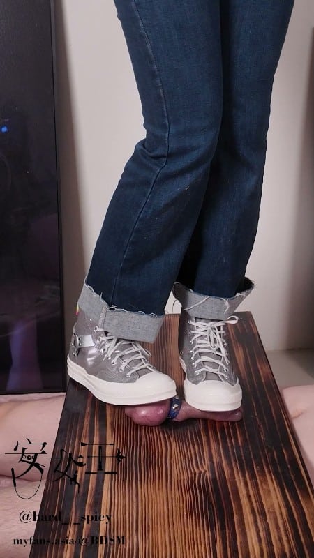 Mistress Ann - Squatting Down On Your Balls With Converse 1