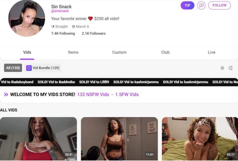 Sin Snack Leaks Manyvids Siterip tezfiles [118 VIDEO / 205 GB] 1