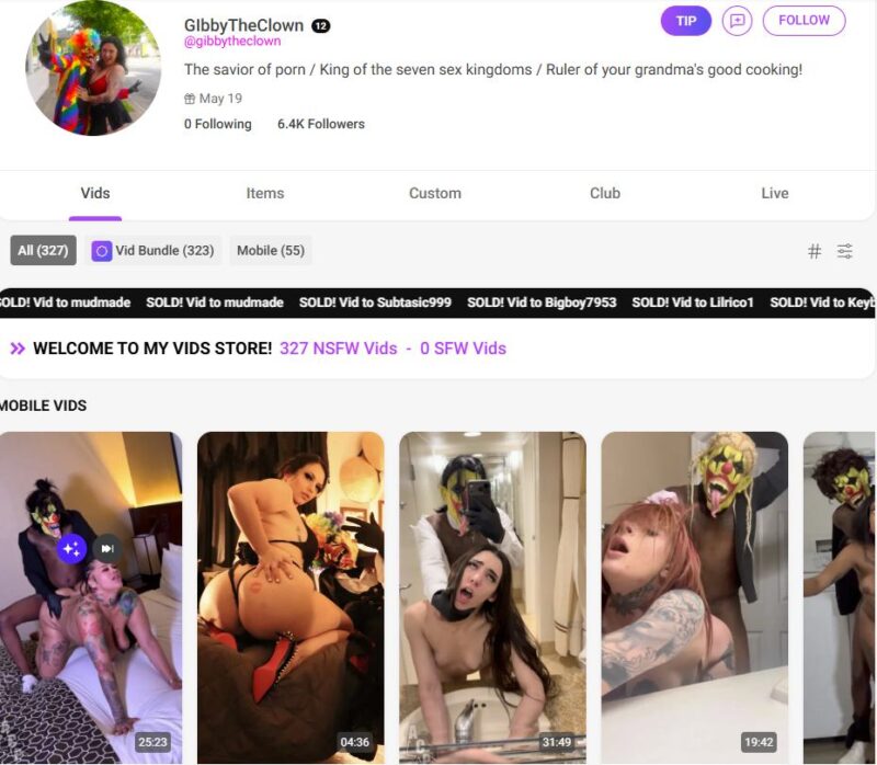 GIbbyTheClown Leaks Manyvids Siterip tezfiles [35 VIDEO /118.35 GB] 2