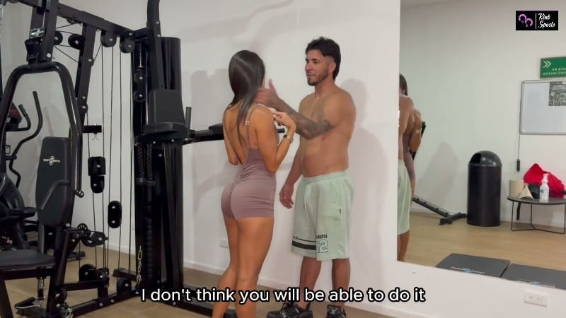 Kink Sports - Tatiana humiliates a strong man at the gym by showing him that her leg squeezing power can over power him 1