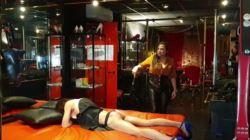 Mistress Bella Lugosi - Ms Saint Lawrence Whipping the Sissy Slave 4