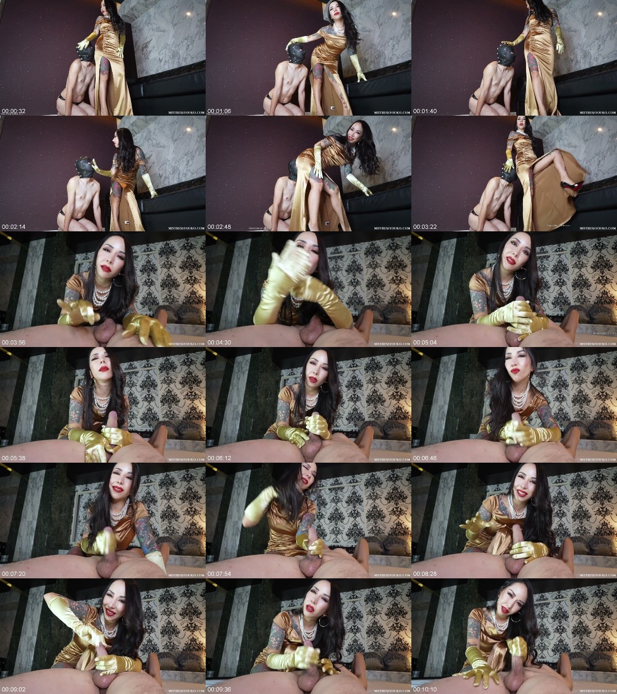 Mistress Youko - Gold Satin HandJob 6