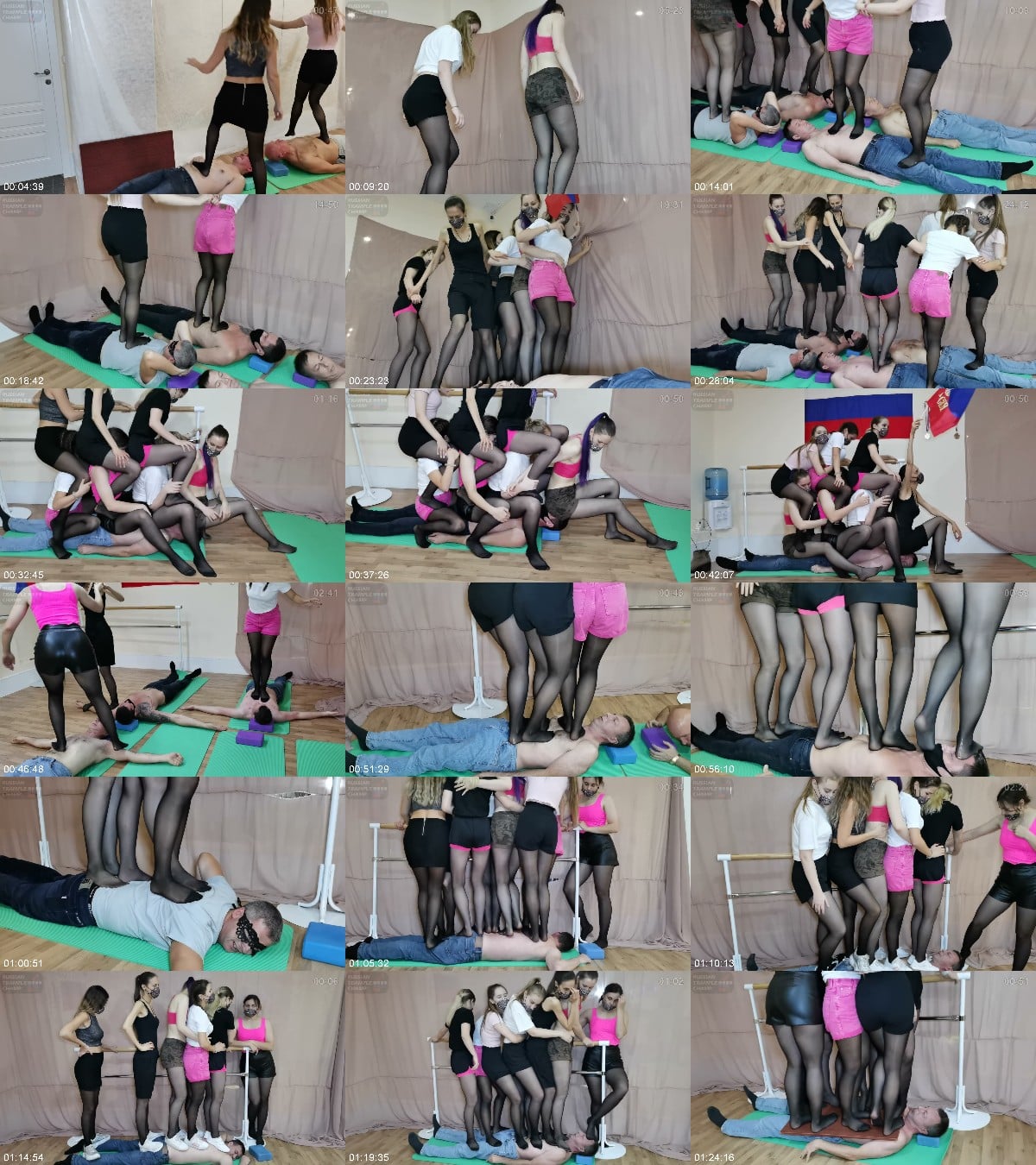 Russian Trample Championship - Moscow Multitrampling Contest 52 Full 8 Girls Trampling Stomping Jumping Dancing On Men Torsos And Faces Under Threat 6