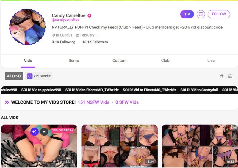candy cameltoe Leaks Manyvids Siterip tezfiles [72 VIDEO / 75 GB] 1