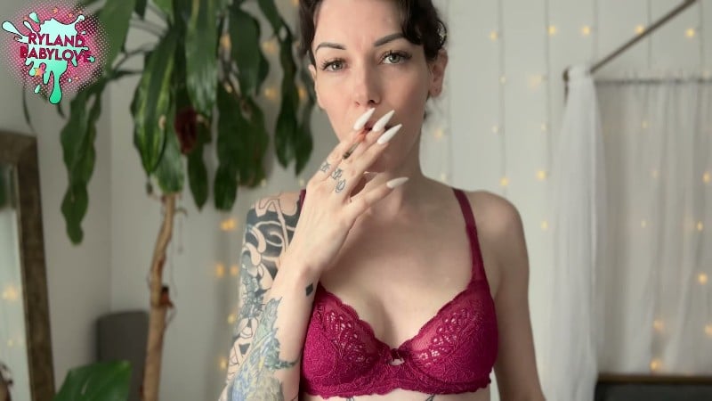 Ryland BabyLove - SFW Smoking Joint Long Nails Red Lingerie 4