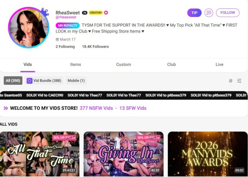 rheasweet Leaks Manyvids Siterip tezfiles [153 VIDEO / 411 GB] 1